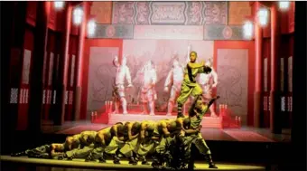  ?? NA LI /CHINA DAILY ?? The Soul of Shaolin, a dramatic play with kung fu as its backdrop, is staged at the Four Seasons Centre for the Performing Arts on Wednesday in Toronto to celebrate the grand opening of the 2018 Canada-China Year of Tourism.