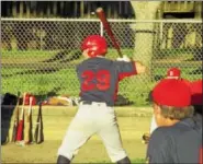  ?? PETER WALLACE - FOR THE REGISTER CITIZEN ?? Vin Tranceti came through with the tying double in Winsted’s American Legion baseball come-from-behind win over Bristol Tuesday afternoon at Walker Field.