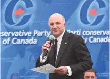  ?? PAUL CHIASSON LA PRESSE CANADIENNE ?? Kevin O’Leary a prononcé quelques mots dans un français qui n’avait rien à envier à celui de certains de ses compétiteu­rs.