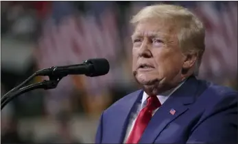  ?? MARY ALTAFFER — THE ASSOCIATED PRESS ?? Former President Donald Trump speaks at a rally in Wilkes-barre, Pa. on Sept. 3.