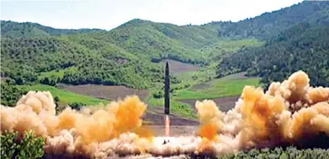  ??  ?? North Korea carries out the demolition of its nuclear test site in the presence of foreign journalist­s. ABC NEWS