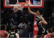  ?? 7AP PHOTO/ NAM Y. HUH ?? Brooklyn Nets center Jarrett Allen (31) dunks against the Chicago Bulls during the first half of an NBA basketball game Wednesday, Dec. 19, 2018, in Chicago.