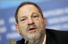  ?? MICHAEL SOHN — THE ASSOCIATED PRESS FILE ?? In this file photo Harvey Weinstein speaks during a press conference for the film “Woman in Gold” at the 2015 Berlinale Film Festival in Berlin.