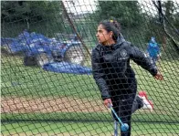  ?? PTI ?? India’s Mithali Raj in action during a practice session. —