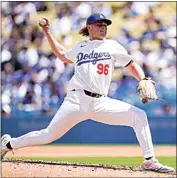  ?? ?? Dodgers starting pitcher Landon Knack throws during the fifth inning of Wednesday’s game, which was his major league debut.