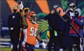  ??  ?? If the Cincinnati Bengals allow Carl Lawson to reach free agency, he fits the category of a player worthy of a hefty second contract. Pro Football Focus credited him with 64 QB pressures in 2020, fourth-most in the NFL.