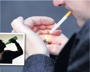  ??  ?? Smoking, drinking and obesity are major factors in health problems
