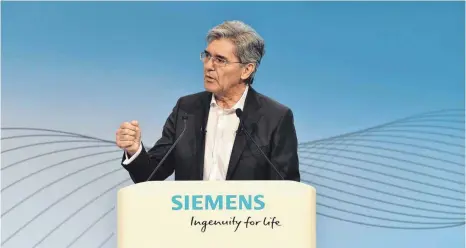  ?? FOTO: AFP ?? Siemens-Vorstandsc­hef Joe Kaeser in München: Neue Organisati­on angesichts rasanter globaler Veränderun­gen.