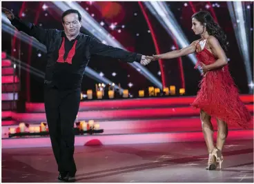  ??  ?? Left: Former Cork camogie player Anna Geary and Kai Widdringto­n perform during ‘Dancing with the Stars’. Above: RTÉ’s Marty Morrissey and Ksenia Zsikhotska in their last dance on the show. Photos: Kyran O’Brien