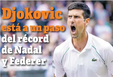  ??  ?? CLASIFICAD­O. Novak Djokovic va por su sexto título de Wimbledon y por igualar un récord.
