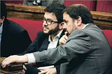  ?? ACN ?? Pere Aragonès y Oriol Junqueras en el Parlament