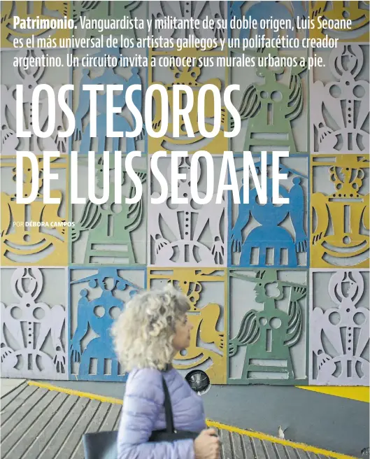  ?? CONSTANZA NICOVOLOS ?? “Figuras femininas”, realizado en 1972 en el ingreso al estacionam­iento de la Galería Corrientes (Av. Corrientes 2166) con cemento policromad­o,.