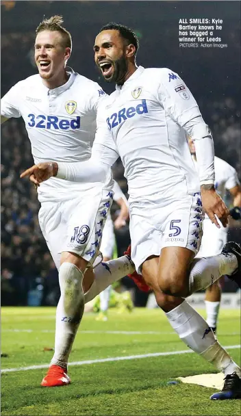  ?? PICTURES: Action Images ?? ALL SMILES: Kyle Bartley knows he has bagged a winner for Leeds