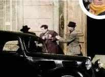  ??  ?? Document. Photogramm­e montrant l’arrestatio­n d’Alfred Jauffret, père de l’écrivain, extrait du film de Georges Baze « Voilà Marseille » (1947). En médaillon, Régis Jauffret.