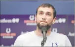  ?? Michael Conroy The Associated Press ?? Colts quarterbac­k Andrew Luck announces his retirement at age 29 on Saturday night.