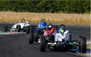  ?? ?? Felix Fisher (leading here) took a double in Castle Combe Formula Ford 1600