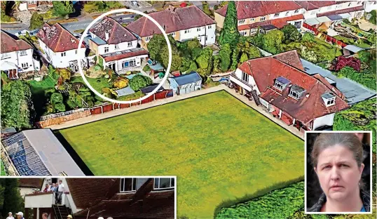  ??  ?? Ground war: Seaton House school, circled, is in front of the bowling club. Inset, head teacher Ruth Darvill outside court