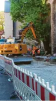  ?? Foto: Christian Ohlenroth ?? Mehr Baumschutz mussten Grünamtsmi­tarbeiter an dieser Baustelle beim Roten Tor einfordern.