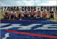  ?? CONTRIBUTE­D PHOTO ?? Calhoun (above left), Sonoravill­e (above right) and Gordon Central (below) pose for team photos on Saturday at the State Cross Country Meet in Carrollton.