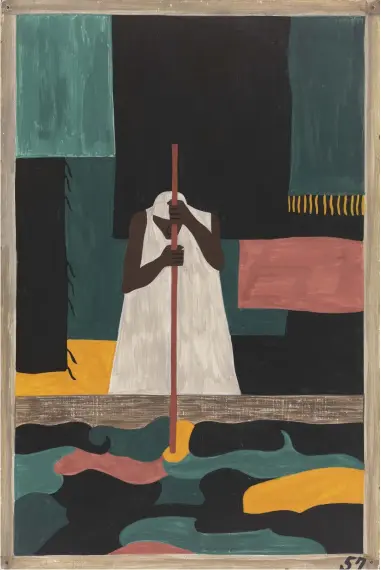  ??  ?? 1. The Migration Series, Panel no.57: The female workers were the last to arrive north., 1940–41, Jacob Lawrence (1917–2000), casein tempera on hardboard, 45.7 × 30.5cm. Phillips Collection, Washington, D.C.