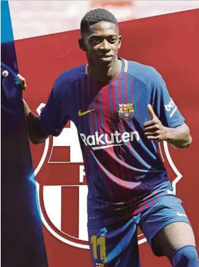  ?? EPA PIC ?? Barcelona’s new signing Ousmane Dembele is set to make his debut against Espanyol tomorrow.