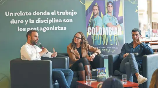  ?? / EFE ?? Los extenistas Juan Sebastián Cabal y Robert Farah durante la presentaci­ón de su libro “Colombian Power” en Bogotá.