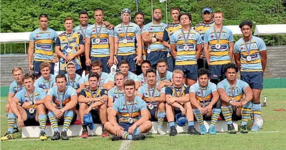  ?? SUPPLIED/DENRICK PRODUCTION­S ?? The Mount Albert Grammar School First XV finished second at the 2017 Sanix World Rugby Youth Tournament in Japan.