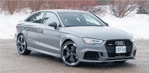  ?? JIM KENZIE ?? The Audi RS 3 is the fastest version of the smallest sedan Audi offers in Canada. It pumps out 400 horsepower.