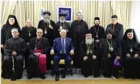  ?? (Mark Neyman/GPO) ?? PRESIDENT REUVEN Rivlin assembles leaders of Christian communitie­s for a traditiona­l group photo at his annual reception marking the civil new year.