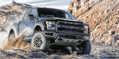  ?? Ford photos ?? The 2018 F-150 Raptor is powered by one of Ford’s EcoBoost turbocharg­ed engines. In this installati­on, it is a 450-horsepower, 3.5-liter V-6 turbo that delivers a massive 510 lb.-ft. of torque (twisting force).