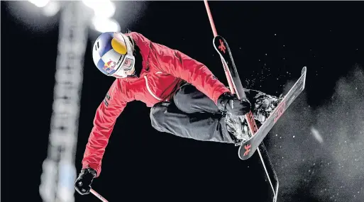  ?? AARON ONTIVEROZ PHOTOS GETTY IMAGES ?? Eileen Gu practices a day before becoming the first Chinese gold medalist in women’s ski superpipe during X Games Aspen at Buttermilk Mountain on Thursday.