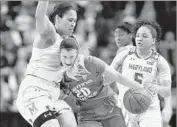  ?? Jessica Hill Associated Press ?? OREGON GUARD Sabrina Ionescu (20), who scored 21 points, tries to get past Maryland's Brionna Jones.