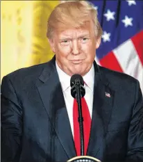  ?? AP PHOTO ?? President Donald Trump speaks during a news conference with Norwegian Prime Minister Erna Solberg in the East Room of the White House Wednesday.