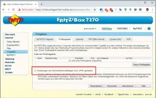  ??  ?? In der Weboberflä­che der Fritzbox sowie vieler anderer Router lässt sich UPNP für den Router deaktivier­en.