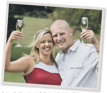  ??  ?? Charlotte and Daniel Peart celebrate their £1 million win at the Marriott in Lynch Wood