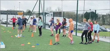  ?? ?? Cillian leading the Funcheon Gaels Ladies Footballer­s in last Saturday’s strength and conditioni­ng session.