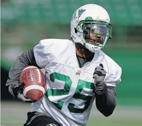  ?? TROY FLEECE/Leader-Post ?? Roughrider­s running back Chris Garrett will be filling in for Kory Sheets again this weekend.