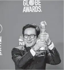  ?? Allen J. Schaben/Los Angeles Times ?? Golden Globe winner Ke Huy Quan is also nominated for an Oscar for his role in “Everything Everywhere All at Once.”