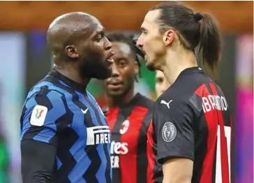  ?? Photo: Daily Mail ?? Zlatan Ibrahimovi­c (right) has denied using racist language against Romelu Lukaku (left) in the Milan derby on January 27, 2021.