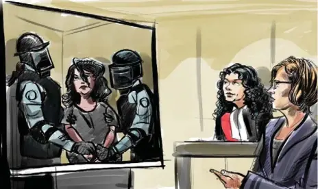  ?? MARIANNE BOUCHER/CITYNEWS ?? “You are all infidels. I do not worship what you worship,” Rehab Dughmosh told the court in Arabic when she appeared via video link on Monday.