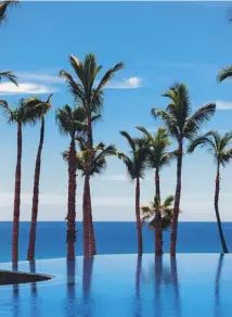  ??  ?? View of the One&amp;only Palmilla resort, main; palm trees by the infinity pool, above