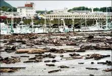  ?? AP/PTI ?? Sea wracks land at a port as Typhoon Hagibis approaches in town of Kiho, Mie prefecture, central Japan on Saturday