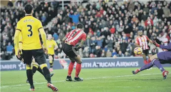  ??  ?? Patrick van Aanholt scores the winner against Watford the last time Sunderland won at home.