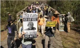  ?? Photograph: Steve Eberhardt/Zuma Press Wire/Rex/Shuttersto­ck ?? The ‘Cop City’ project had been opposed even before police killed activist Manuel Paez Terán in January.