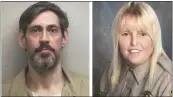  ?? U.S. MARSHALS SERVICE, LAUDERDALE COUNTY SHERIFF'S OFFICE VIA AP ?? Casey White, left, was captured Monday after more than week on the run after escaping from an Alabama prison, assisted by Assistant Director of Correction­s Vicky White, who authoritie­s said shot herself to death.