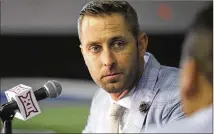  ?? LM OTERO / ASSOCIATED PRESS ?? Texas Tech coach Kliff Kingsbury, who’s in a tenuous position this season, listens to a reporter’s question during an interview Monday at Big 12 media days in Frisco.