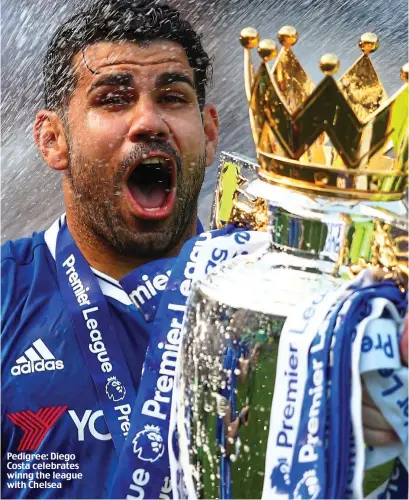  ?? ?? Pedigree: Diego Costa celebrates winng the league with Chelsea