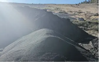  ?? CAPITAL REGIONAL DISTRICT ?? A pile of biosolids after thermal processing at Hartland.