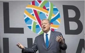  ?? — Bloomberg ?? Sharing his views: Gore speaking during the Global Climate Action Summit in San Francisco, California.