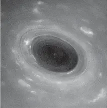  ?? Pictures / AP ?? Among the images Cassini sent back was one of the gigantic swirling hurricane at Saturn’s north pole.